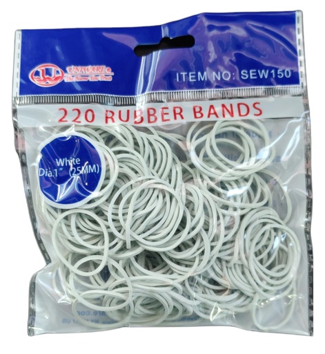 [SEW150] 220 pc 10" White Rubber Bands (48 pcs/ctn)