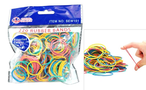[SEW151] 220 pc 10" Multi-Color Rubber Bands (48 pcs/ctn)