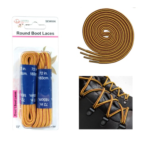 [SEW096] 2 pc 72" Round Boot Laces, Light Brown (288 sets/ctn)