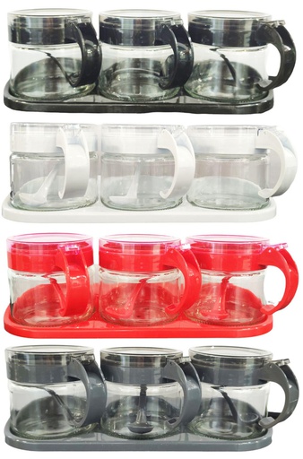 [GL405] 3 pc 300ml Glass Sauce Bottles with Spoon (12 sets/ctn)