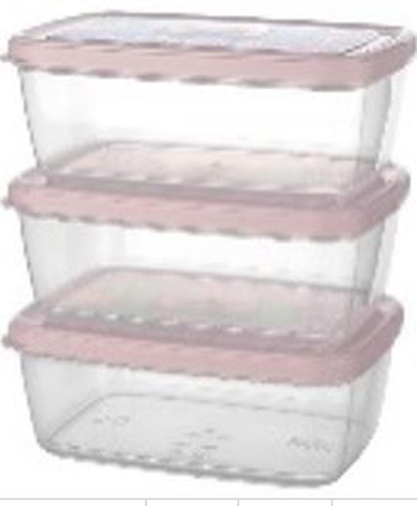 3 pc 1200ml Rectangle Air Tight Food Container (12 sets/ctn)