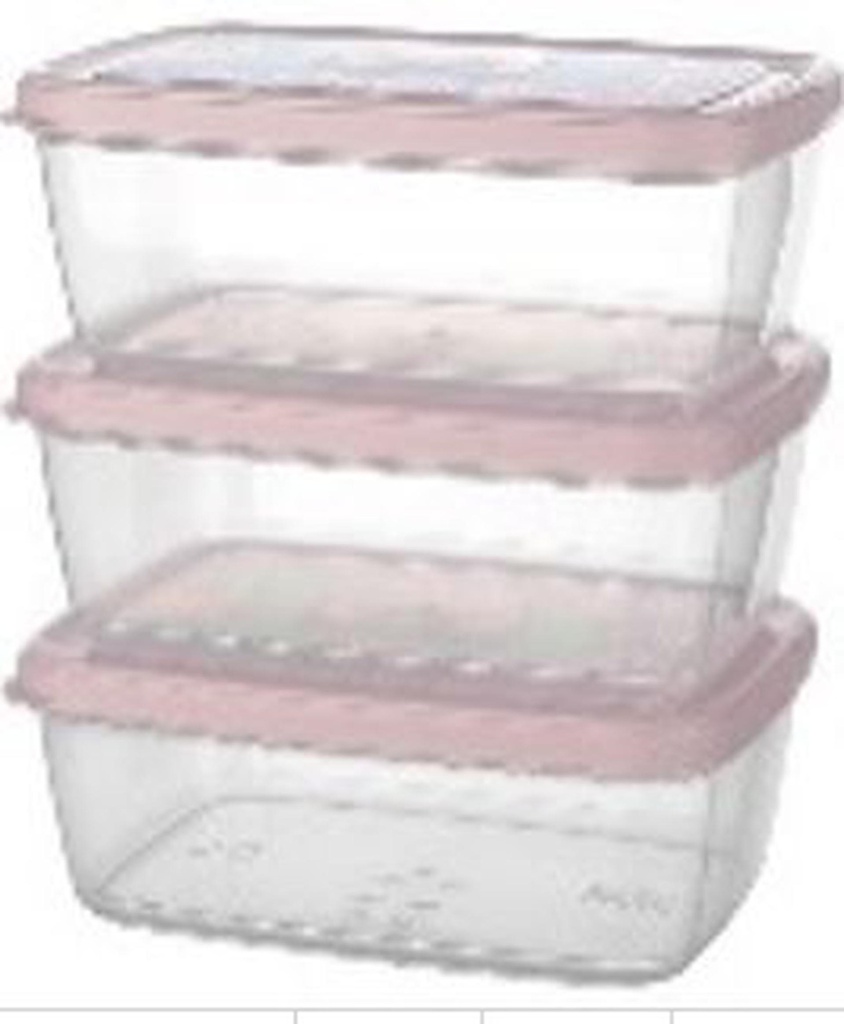 3 pc 1200ml Rectangle Air Tight Food Container (12 sets/ctn)