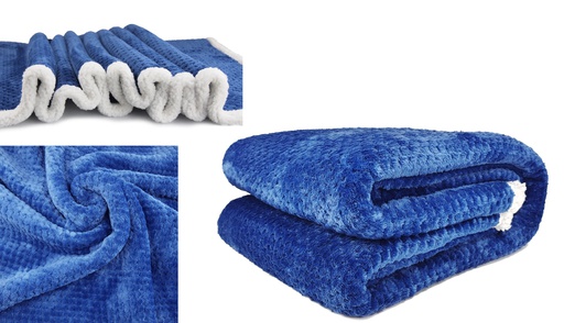 [BL6080BL] 60"x80" Blue Boxed Flannel Blanket (6 pcs/ctn)