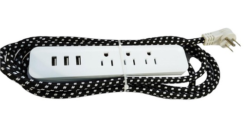 [HT2031] 8 Feet 3 Outlet and 3 USB Power Strip (24 pcs/ctn)