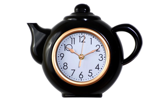 [CL028] 11" Plastic Teapot Style Wall Clock, Mixed Colors (6 pcs/ctn