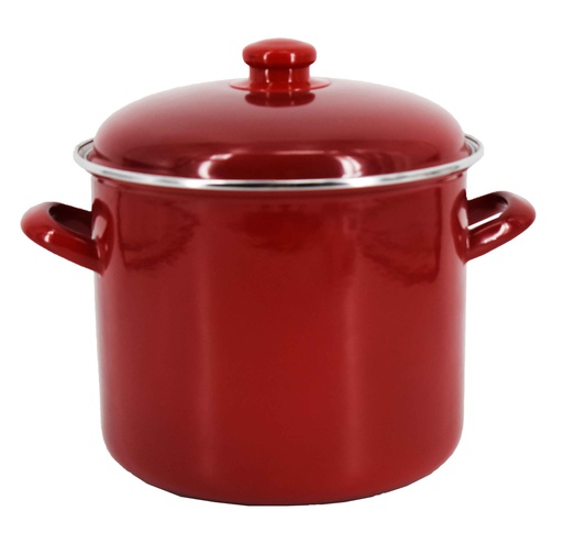 [5007-20] Red Enamel Deep Stock Pot with Lid 8.5" (4 pcs/ctn)