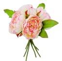 7 head Peony Bouquet Set w. Leaves, 23 cm (24 set/ctn)