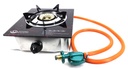 Glass Top Steel Gas Stove with 1.5m Hose (1 pcs/ctn)