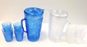 1 Liter Embossed Plastic Pitcher with 4 Cups (24 sets/ctn)
