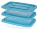 3 pc 1020ml Plastic Food Container Set , Rect. (24 set/ctn)