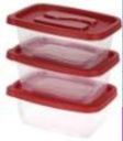 3 pc 1130ml Plastic Food Container Set , Rect. (24 set/ctn)