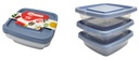 3 pc 990ml Plastic Food Container Set , Square (24 set/ctn)