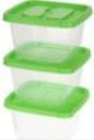 3 pc 1360ml Plastic Food Container Set , Square (24 set/ctn)