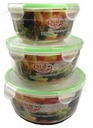 3 pc Round Food Container w Silicone Ring,700ml/1200ml/1800ml (12 sets/ctn)