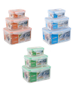 3 pc Rectangle Food Container w Silicone Ring,400/1200/2500ml (20 sets/ctn)