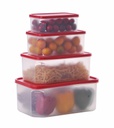 4 pc Rectangle Plastic Container with PE Lid, 0.8/1.6/2.8/4.8LT (12 sets/ctn)