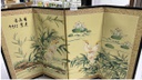 4 Fold Room Divider, Woold Frame with Chinese Mountain & Bird Painting (6 pc/ctn)