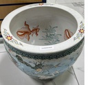 Ceramic Finsh Bowl, Gold Fish, Crane & Lotus, 19"D x 15"H  (1 pc/ctn)