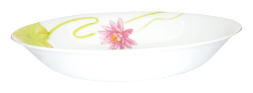 [A202-95C] 9.5&quot; Opal Glass Lotus Flower Shallow Bowl (18 pcs/ctn)