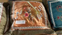 Pillow Orange with Embroidered Fan Design (6 pcs/ctn)
