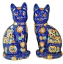 SITTING CAT PAIR WITH GOLDEN PATTERN