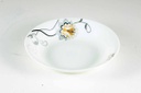 8.5" Opal Glass Black/Gold Flower Shallow Bowl (18 pcs/ctn)