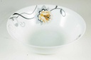 10.5" Opal Glass Black/Gold Flower Shallow Bowl (18 pcs/ctn)