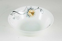 9" Opal Glass Black/Gold Flower Salad Bowl (18 pcs/ctn)