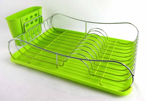[18009-GR] Chrome Dish Rack with Green Plastic Tray (4 pcs/ctn)