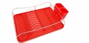 Chrome Dish Rack with Red Plastic Tray (4 pcs/ctn)