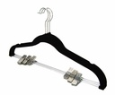 3 pc Black Suede Flock Hangers with Pants Clips (12 sets/ctn