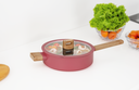 12"(30cm) Non-Stick Alum. Deep Fry Pan w Glass Lid, Induction Compatible Bottom(6 pc/ctn)