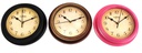 9" Plastic Wall Clock, Mixed Colors (6 pcs/ctn)