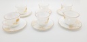 12 pc Opal Glass Gold Flower Cup and Saucer Set (12 sets/ctn