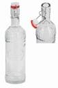 37oz Plastic Plug Glass Bottle w Embossed Sides (12 pcs/ctn)