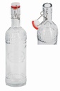 37oz Plastic Plug Glass Bottle w Embossed Sides (12 pcs/ctn)