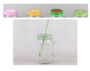 15oz Glass Mason Jar with Straw, Mixed Colors (24 pcs/ctn)