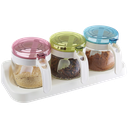 3pc Glass Seasoning Bottle set, 300 ml x 3 (18 set/ctn)