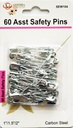 60 pc Steel Safety Pin Set, Mixed Sizes (288 pcs/ctn)