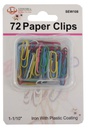 72 pc Plastic Coated Paper Clips, Mixed Colors (288 pcs/ctn)
