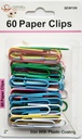 60 pc Plastic Coated Paper Clips, Mixed Colors (288 pcs/ctn)