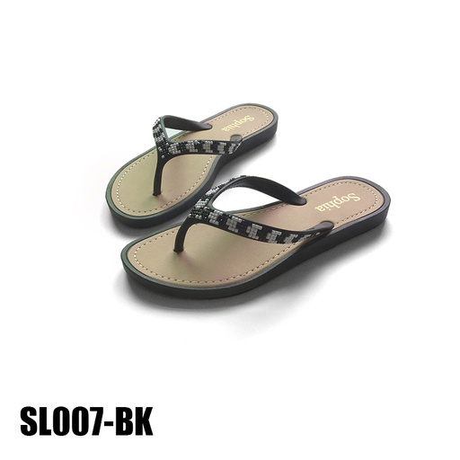 [SL007-BK] Women's Black T-Strap Beach Sandal (48 pcs/ctn)
