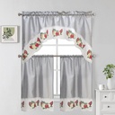 27"x36", 54"x14" Lena Kitchen Curtain Set(12 pc/ctn)