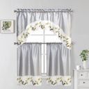 27"x36", 54"x14" Lena Kitchen Curtain Set(12 pc/ctn)