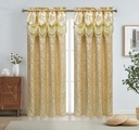 54"x84" Mira Double Layer Jacquard Window Curtain w. Attached Valance (12 pc/ctn)