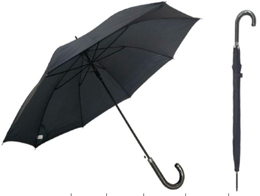 [UL1605] 23&quot; Black Straight Auto Open Umbrella (48 pcs/ctn)