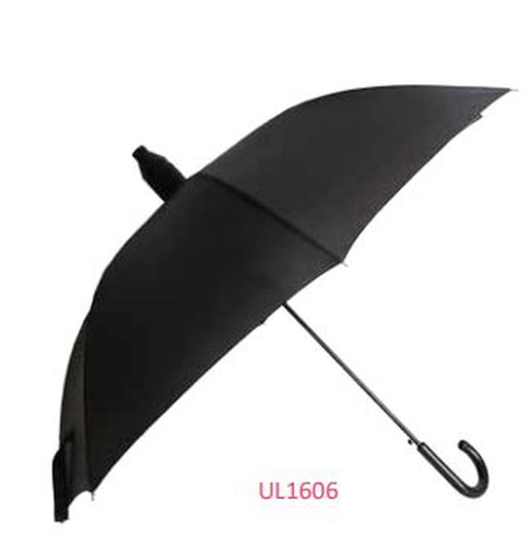 [UL1606] 23&quot; Black Hard Cover Straight Auto Open Umbrella (48 pcs/ctn