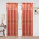 54"x 84" Elena Faux Silk Embroidery Rod Pocket Window Curtain w. Valance and Satin Backing (12 pc/ctn)