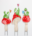 Metal Frog on Mushroom Garden Stake, 22.5x1x32.5cm (24 pc/ctn)