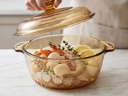 2.64QT(2500ml) 8.4"x4" Round Glass Oven Safe Casserole with Lid (6 pc/ctn)